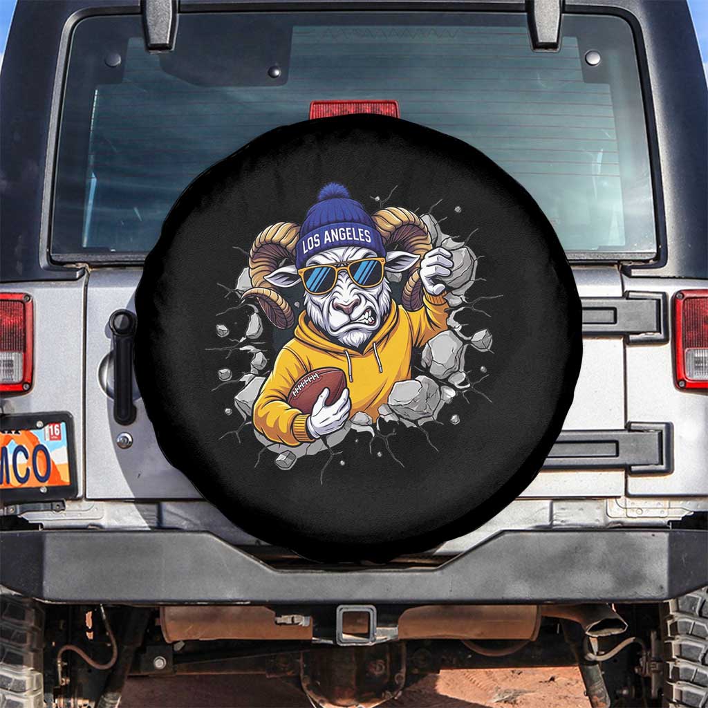 Los Angeles Sports Fan Gift Spare Tire Cover Angry Ram Face Cracked Wall TS12 No hole Black Print Your Wear