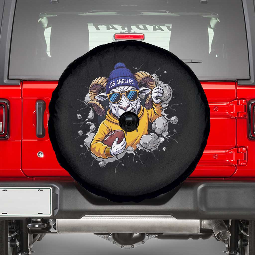Los Angeles Sports Fan Gift Spare Tire Cover Angry Ram Face Cracked Wall