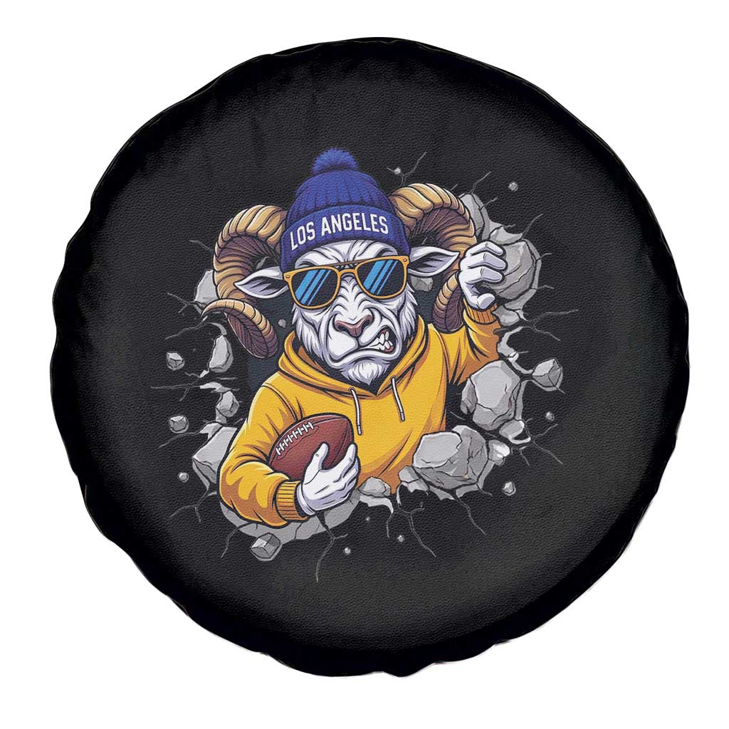 Los Angeles Sports Fan Gift Spare Tire Cover Angry Ram Face Cracked Wall