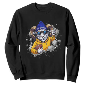 Los Angeles Sports Fan Gift Sweatshirt Angry Ram Face Cracked Wall