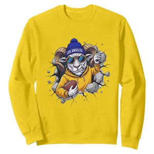 Los Angeles Sports Fan Gift Sweatshirt Angry Ram Face Cracked Wall