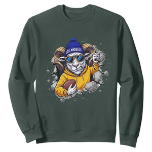 Los Angeles Sports Fan Gift Sweatshirt Angry Ram Face Cracked Wall