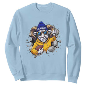 Los Angeles Sports Fan Gift Sweatshirt Angry Ram Face Cracked Wall