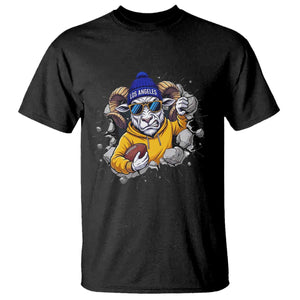 Los Angeles Sports Fan Gift T Shirt Angry Ram Face Cracked Wall