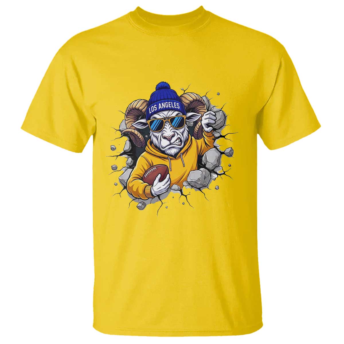 Los Angeles Sports Fan Gift T Shirt Angry Ram Face Cracked Wall