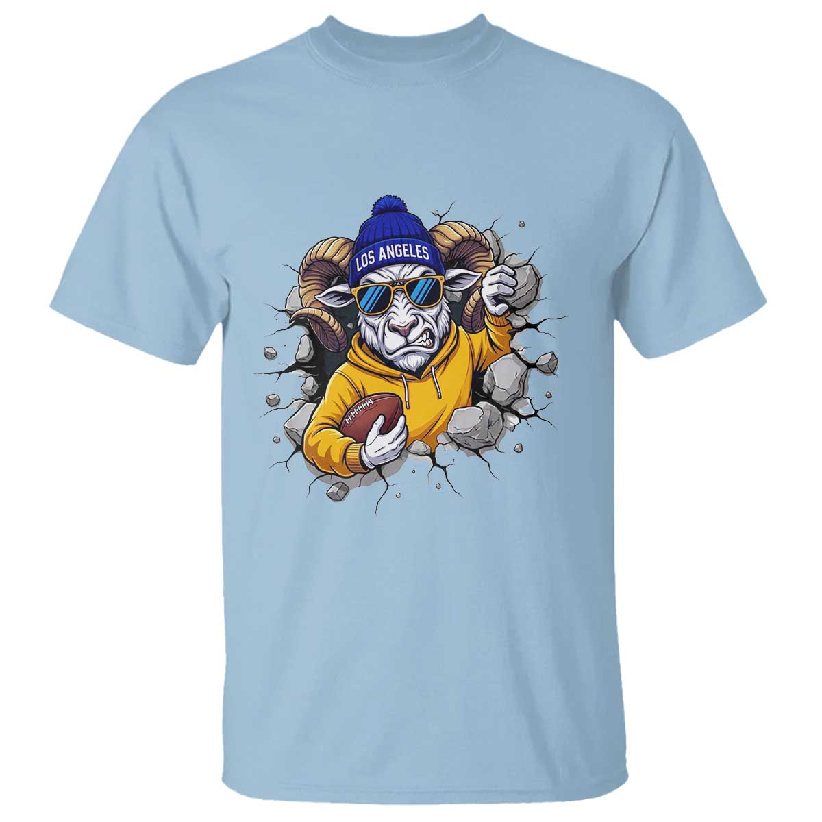 Los Angeles Sports Fan Gift T Shirt Angry Ram Face Cracked Wall