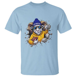 Los Angeles Sports Fan Gift T Shirt Angry Ram Face Cracked Wall