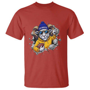 Los Angeles Sports Fan Gift T Shirt Angry Ram Face Cracked Wall