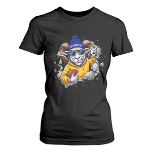 Los Angeles Sports Fan Gift T Shirt For Women Angry Ram Face Cracked Wall