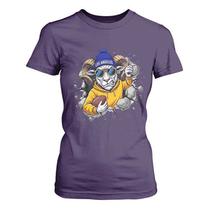 Los Angeles Sports Fan Gift T Shirt For Women Angry Ram Face Cracked Wall