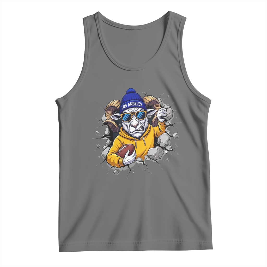 Los Angeles Sports Fan Gift Tank Top Angry Ram Face Cracked Wall