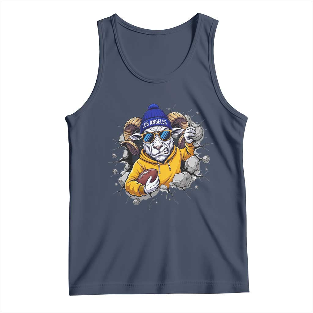 Los Angeles Sports Fan Gift Tank Top Angry Ram Face Cracked Wall