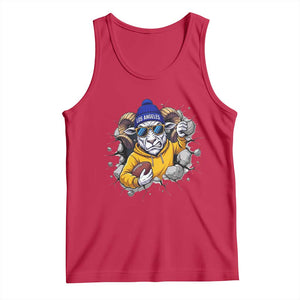 Los Angeles Sports Fan Gift Tank Top Angry Ram Face Cracked Wall
