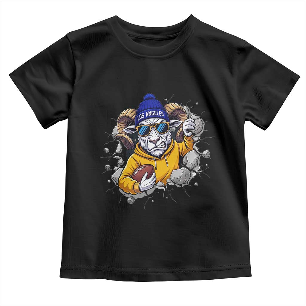 Los Angeles Sports Fan Gift Toddler T Shirt Angry Ram Face Cracked Wall