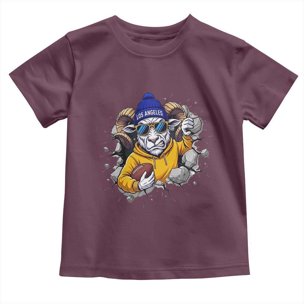 Los Angeles Sports Fan Gift Toddler T Shirt Angry Ram Face Cracked Wall