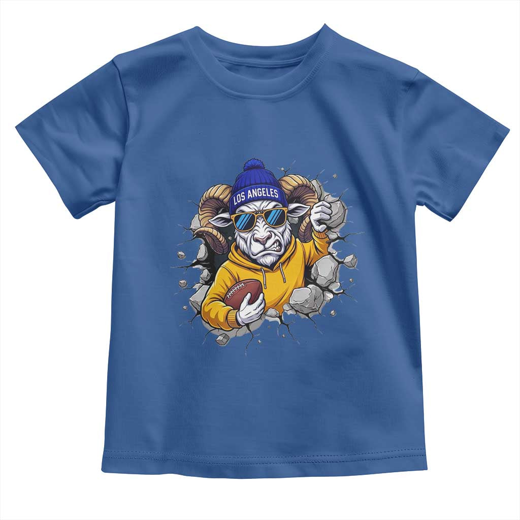 Los Angeles Sports Fan Gift Toddler T Shirt Angry Ram Face Cracked Wall TS12 Royal Blue Print Your Wear