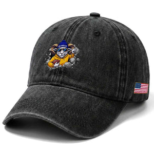 Los Angeles Sports Fan Gift Washed Cotton Baseball Cap Angry Ram Face Cracked Wall