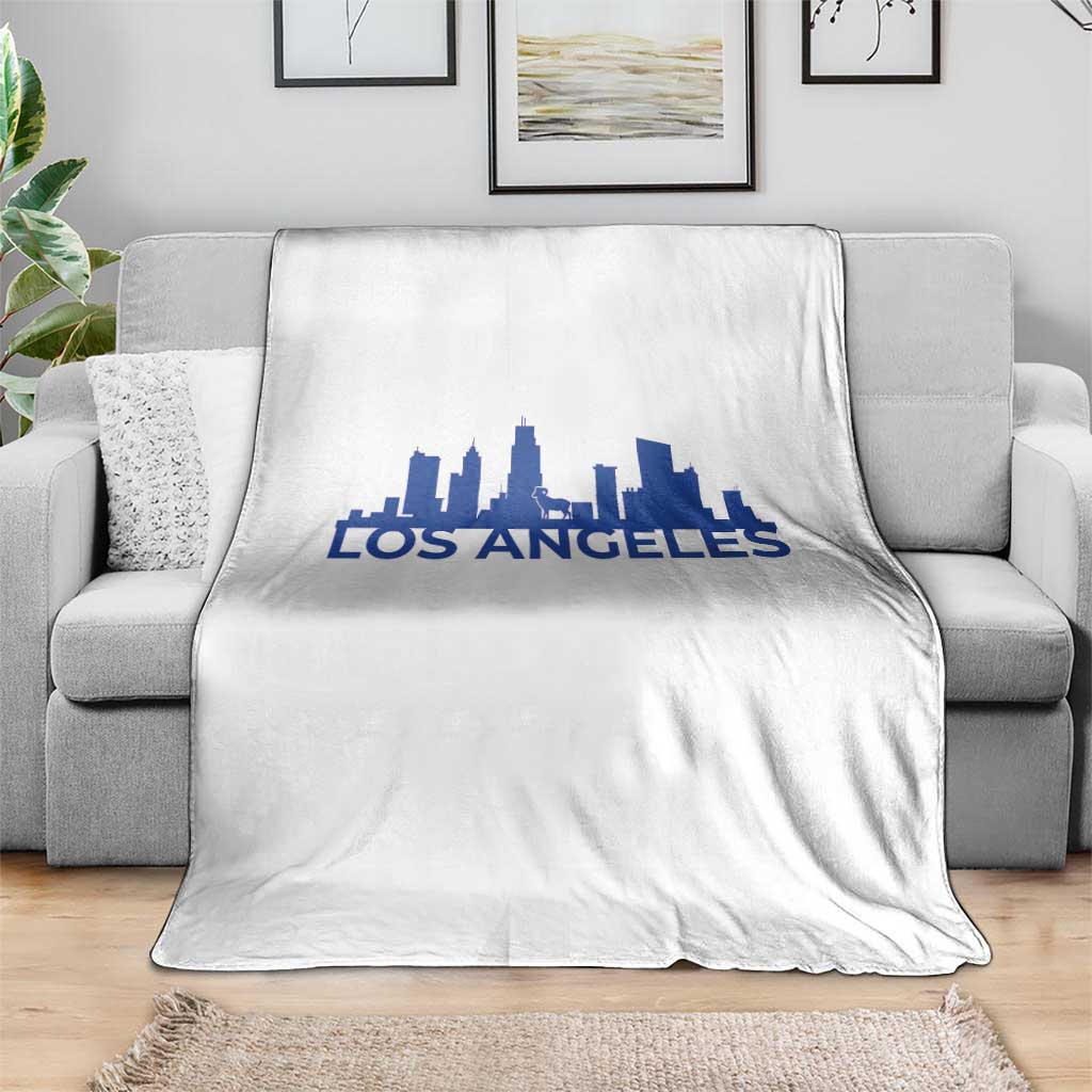Vintage Los Angeles Skyline Ram Fan Throw Blanket Football Lover Gift