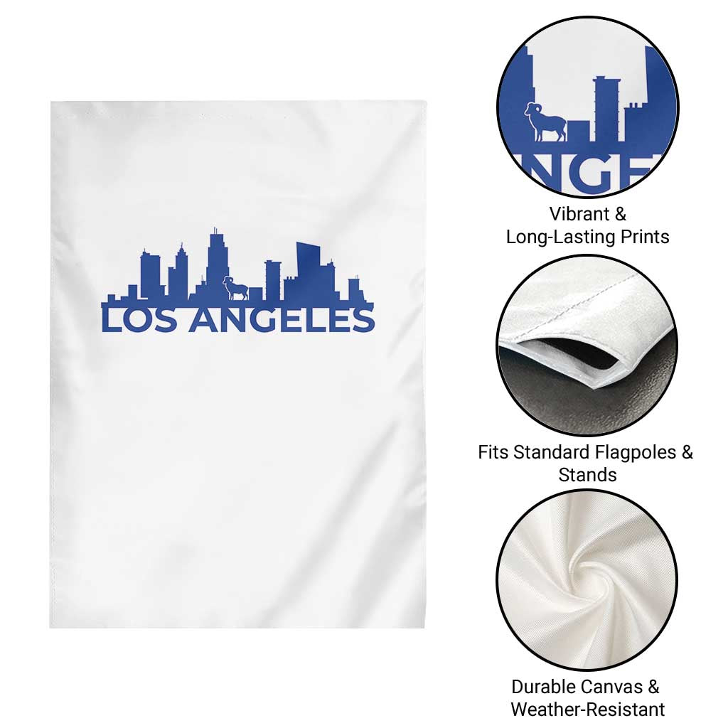 Vintage Los Angeles Skyline Ram Fan Garden Flag Football Lover Gift