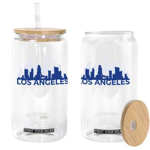 Vintage Los Angeles Skyline Ram Fan Glass Can Football Lover Gift