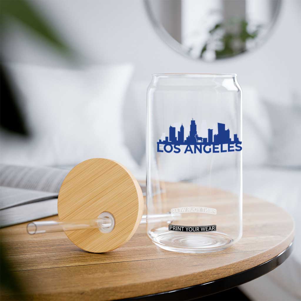 Vintage Los Angeles Skyline Ram Fan Glass Can Football Lover Gift