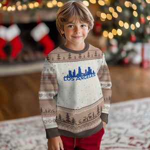 Vintage Los Angeles Skyline Ram Fan Ugly Christmas Sweater Football Lover Gift
