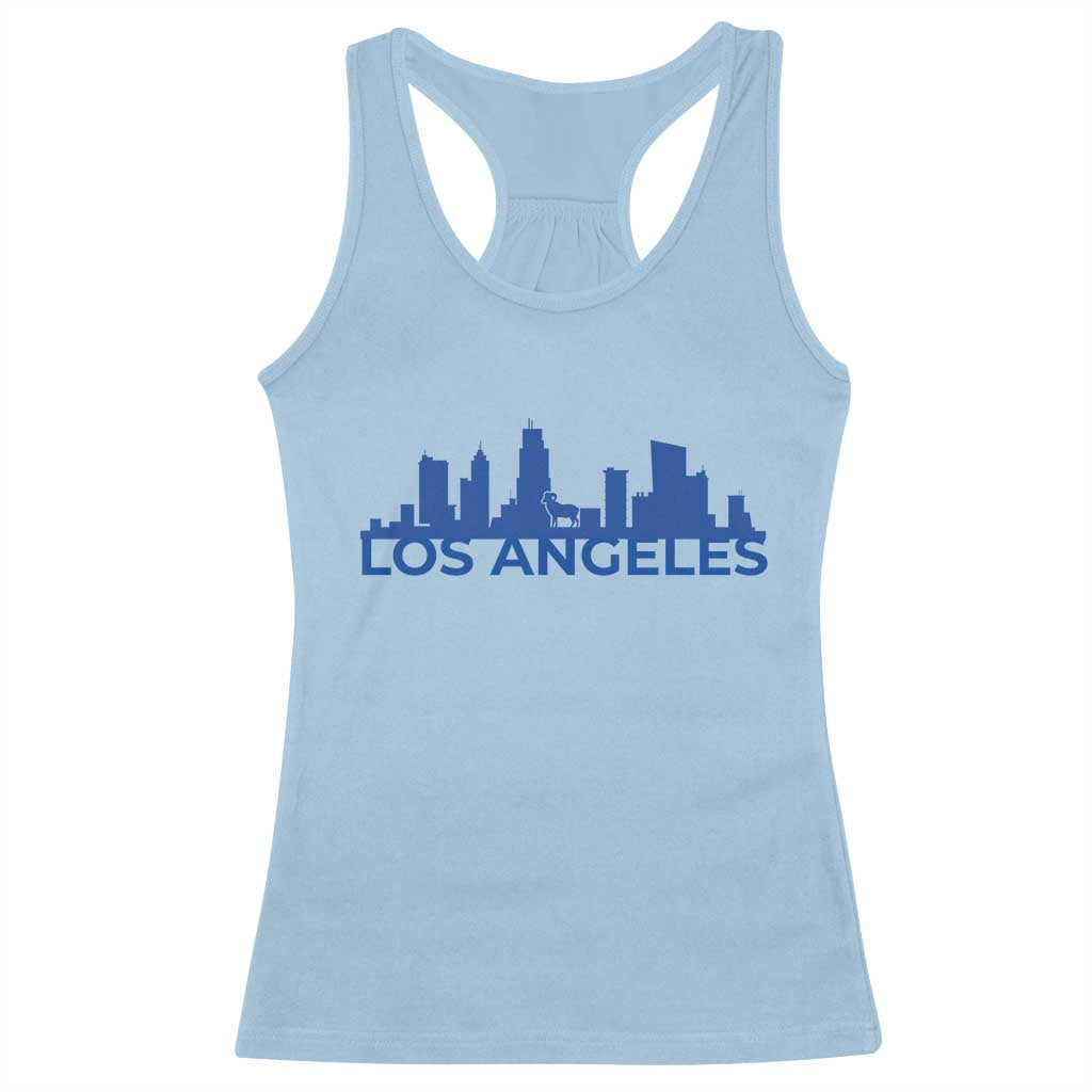 Vintage Los Angeles Skyline Ram Fan Racerback Tank Top Football Lover Gift