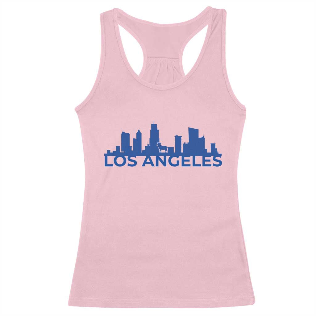 Vintage Los Angeles Skyline Ram Fan Racerback Tank Top Football Lover Gift