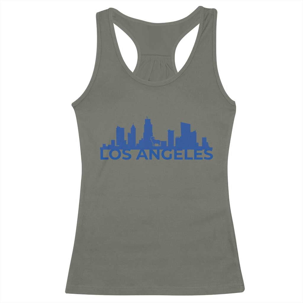 Vintage Los Angeles Skyline Ram Fan Racerback Tank Top Football Lover Gift
