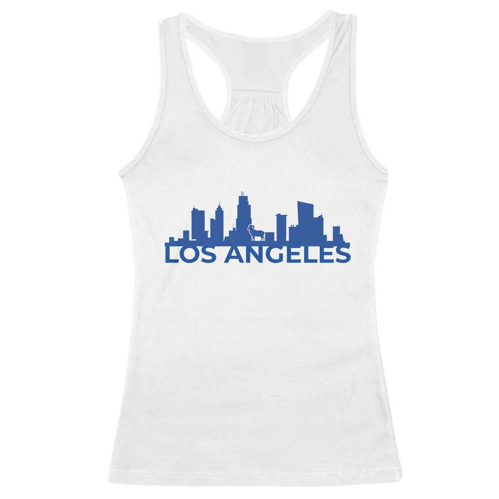 Vintage Los Angeles Skyline Ram Fan Racerback Tank Top Football Lover Gift TS12 White Print Your Wear