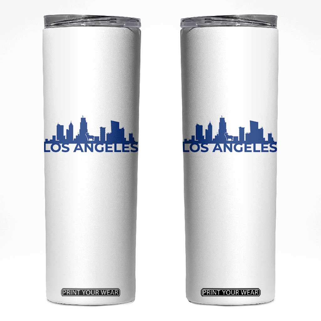Vintage Los Angeles Skyline Ram Fan Skinny Tumbler Football Lover Gift TS12 White Print Your Wear