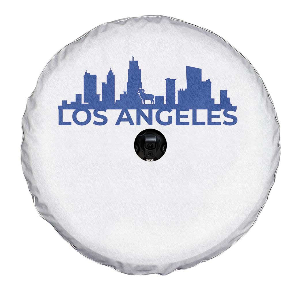 Vintage Los Angeles Skyline Ram Fan Spare Tire Cover Football Lover Gift
