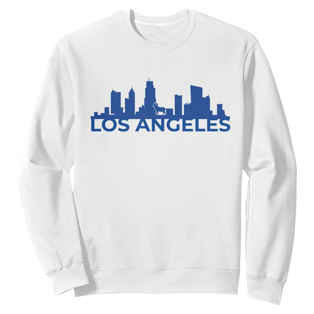 Vintage Los Angeles Skyline Ram Fan Sweatshirt Football Lover Gift TS12 White Print Your Wear