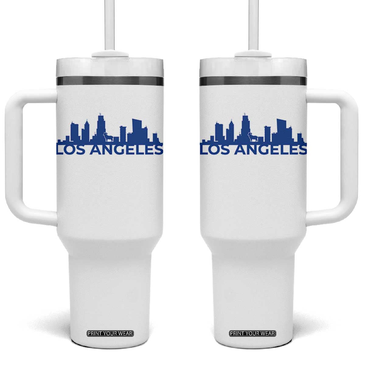 Vintage Los Angeles Skyline Ram Fan Tumbler With Handle Football Lover Gift TS12 One Size: 40 oz White Print Your Wear