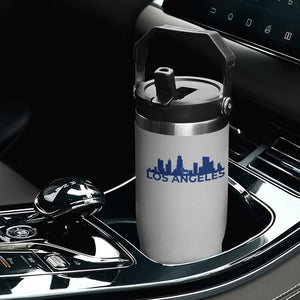 Vintage Los Angeles Skyline Ram Fan Flip Straw Tumbler Football Lover Gift