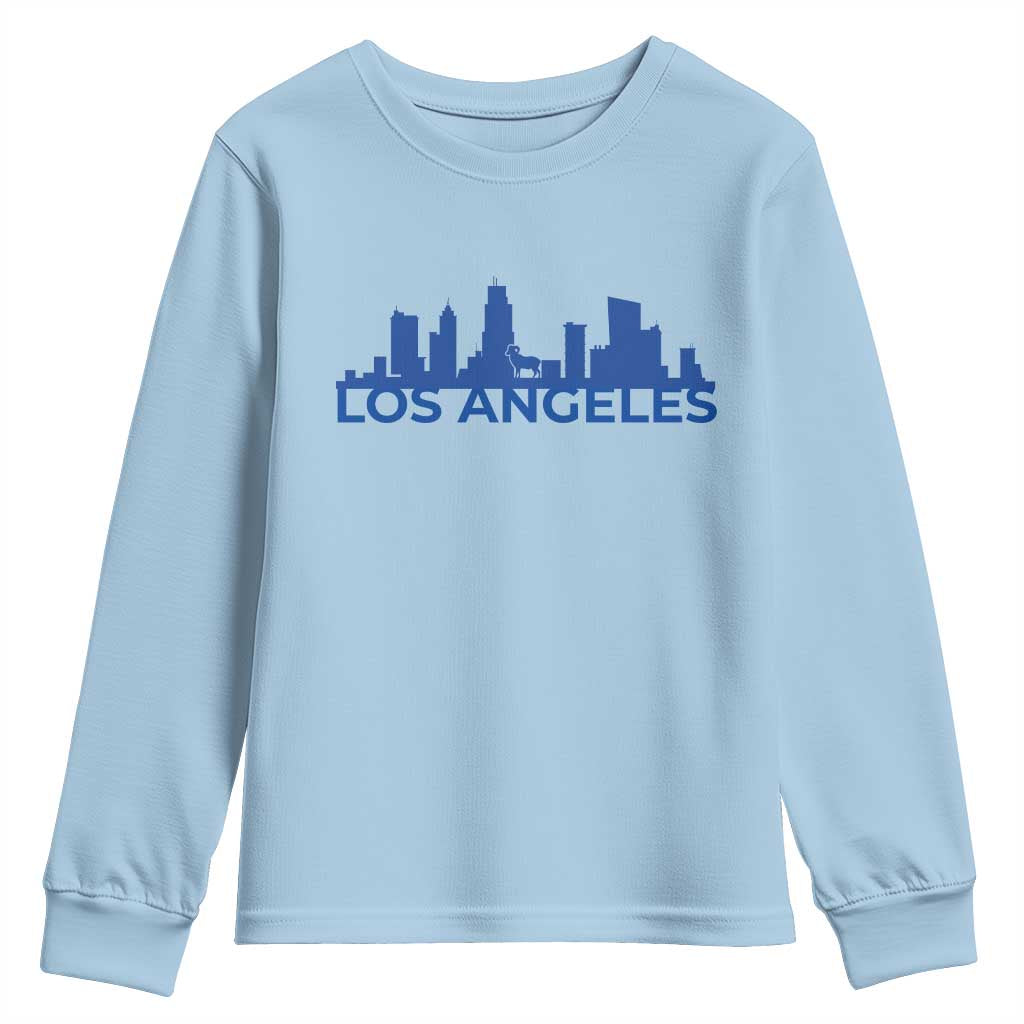 Vintage Los Angeles Skyline Ram Fan Youth Sweatshirt Football Lover Gift