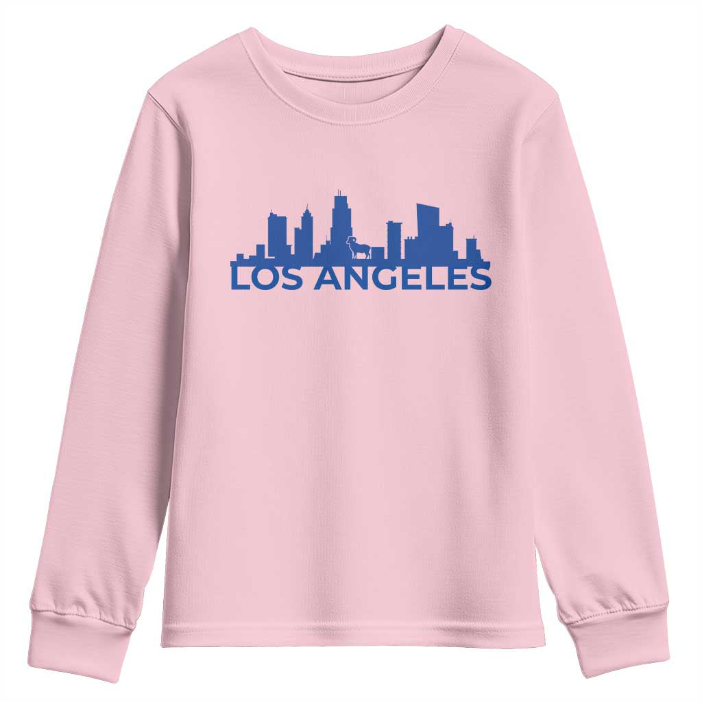 Vintage Los Angeles Skyline Ram Fan Youth Sweatshirt Football Lover Gift