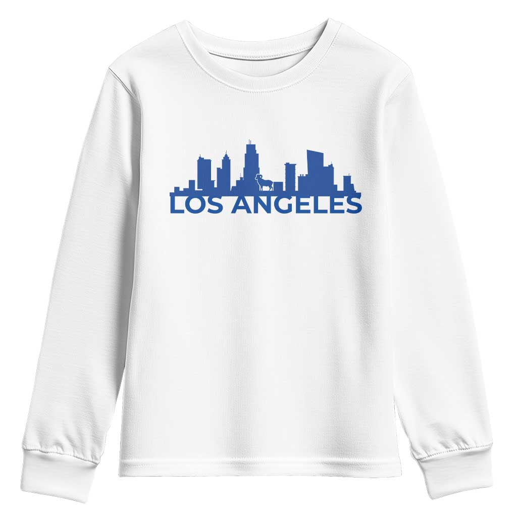 Vintage Los Angeles Skyline Ram Fan Youth Sweatshirt Football Lover Gift TS12 White Print Your Wear