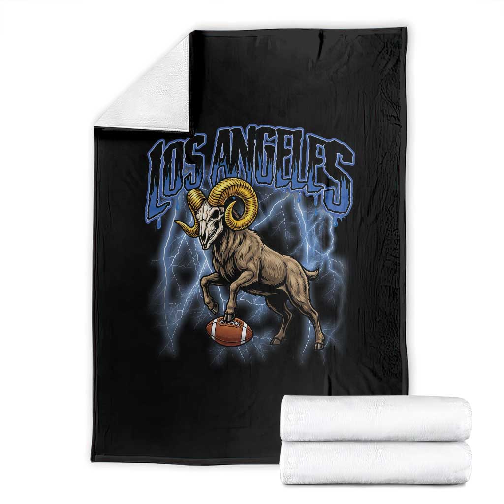 Gothic Lightning Ram Skull Throw Blanket Game Day Sports Fan Gift TS12 Black Print Your Wear