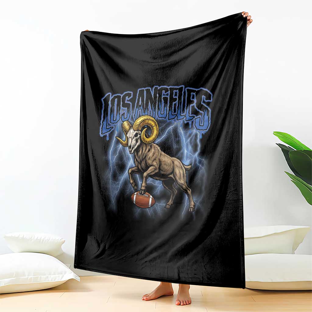 Gothic Lightning Ram Skull Throw Blanket Game Day Sports Fan Gift