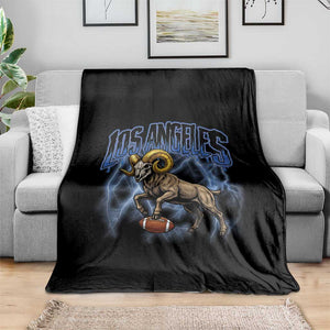 Gothic Lightning Ram Skull Throw Blanket Game Day Sports Fan Gift