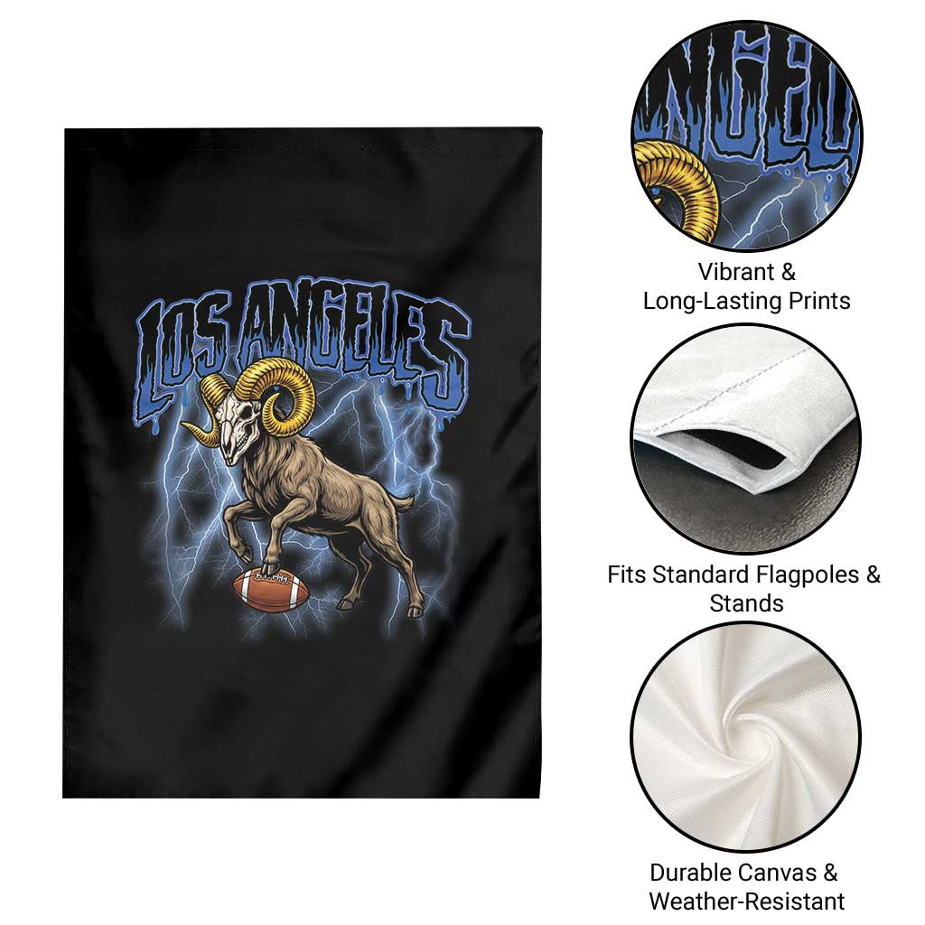 Gothic Lightning Ram Skull Garden Flag Game Day Sports Fan Gift