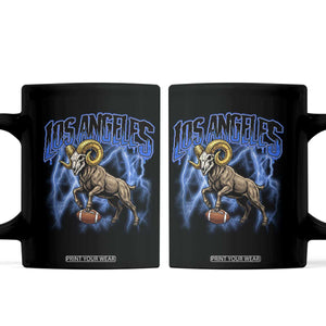 Gothic Lightning Ram Skull Coffee Mug Game Day Sports Fan Gift