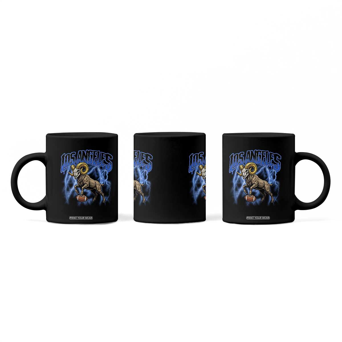 Gothic Lightning Ram Skull Coffee Mug Game Day Sports Fan Gift