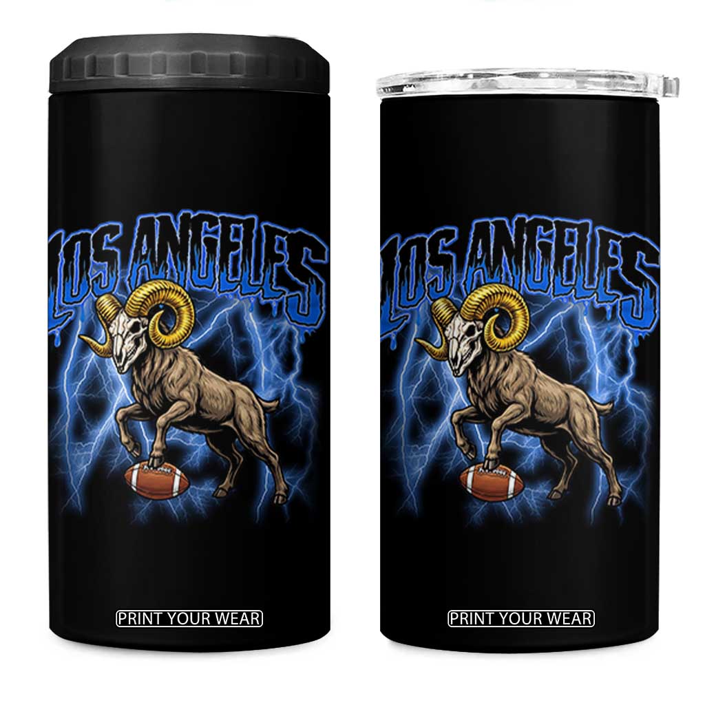 Gothic Lightning Ram Skull 4 in 1 Can Cooler Tumbler Game Day Sports Fan Gift TS12 One Size: 16 oz Black Print Your Wear