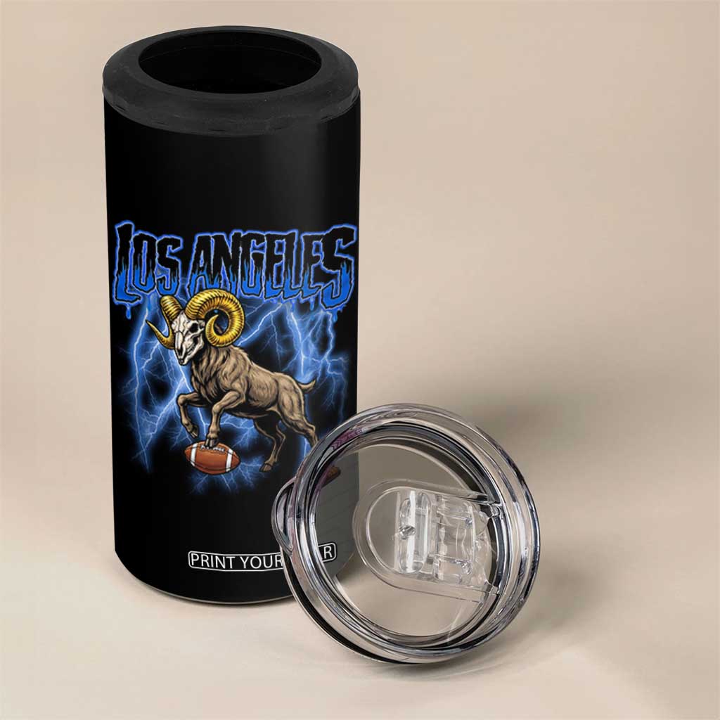 Gothic Lightning Ram Skull 4 in 1 Can Cooler Tumbler Game Day Sports Fan Gift