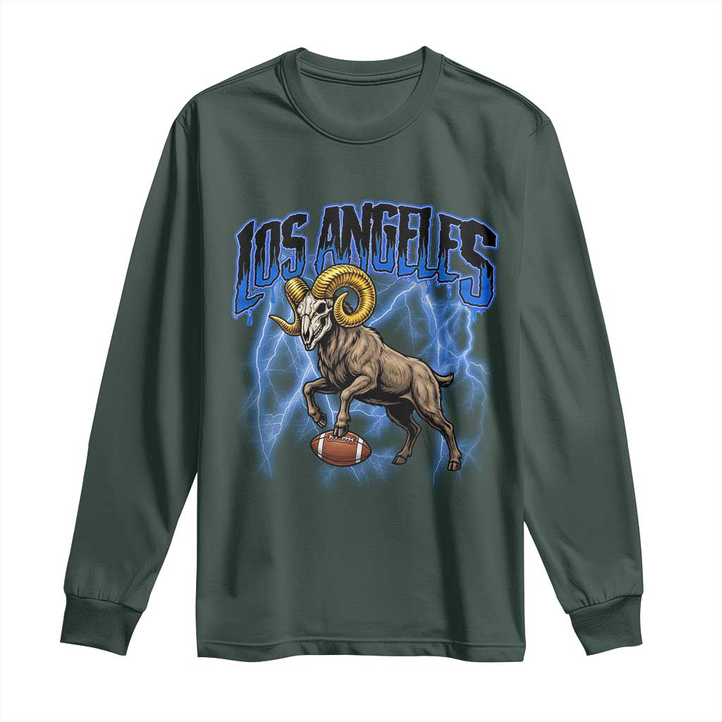 Gothic Lightning Ram Skull Long Sleeve Shirt Game Day Sports Fan Gift