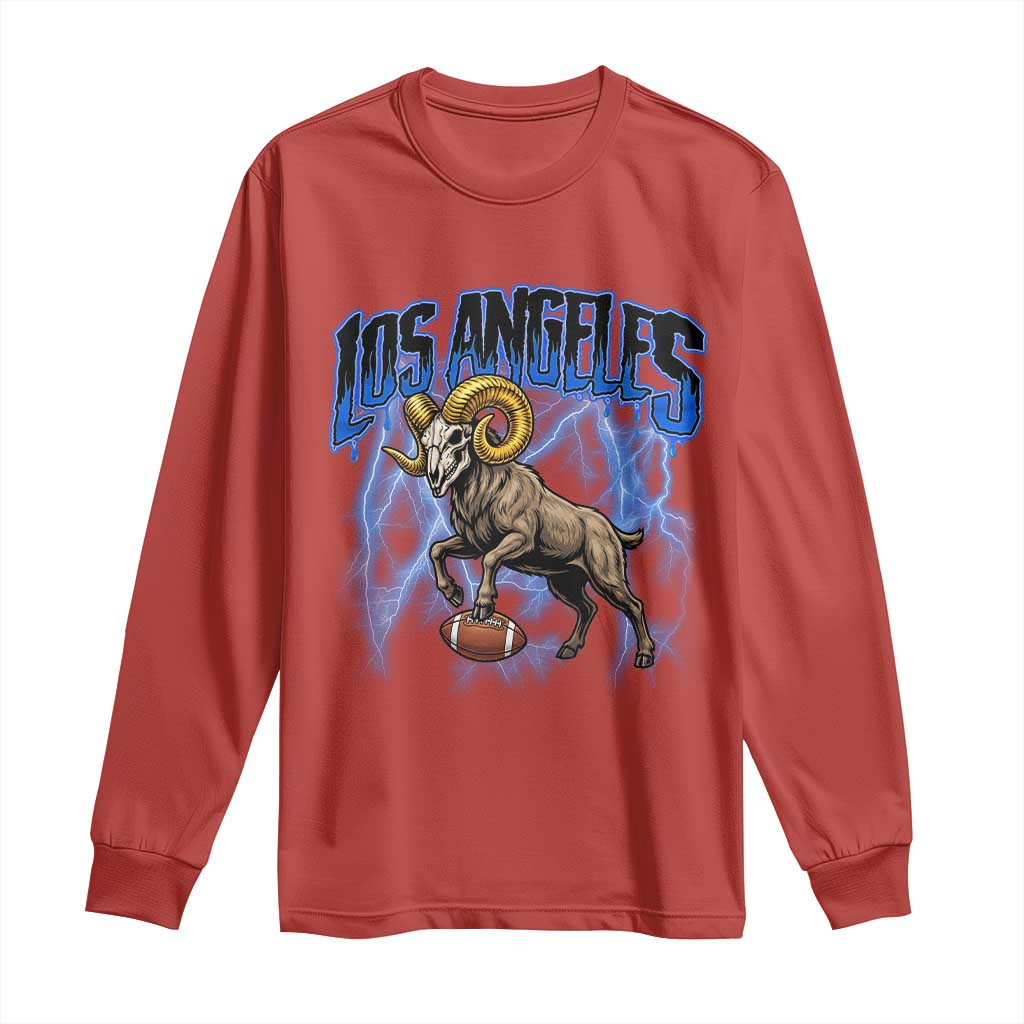 Gothic Lightning Ram Skull Long Sleeve Shirt Game Day Sports Fan Gift