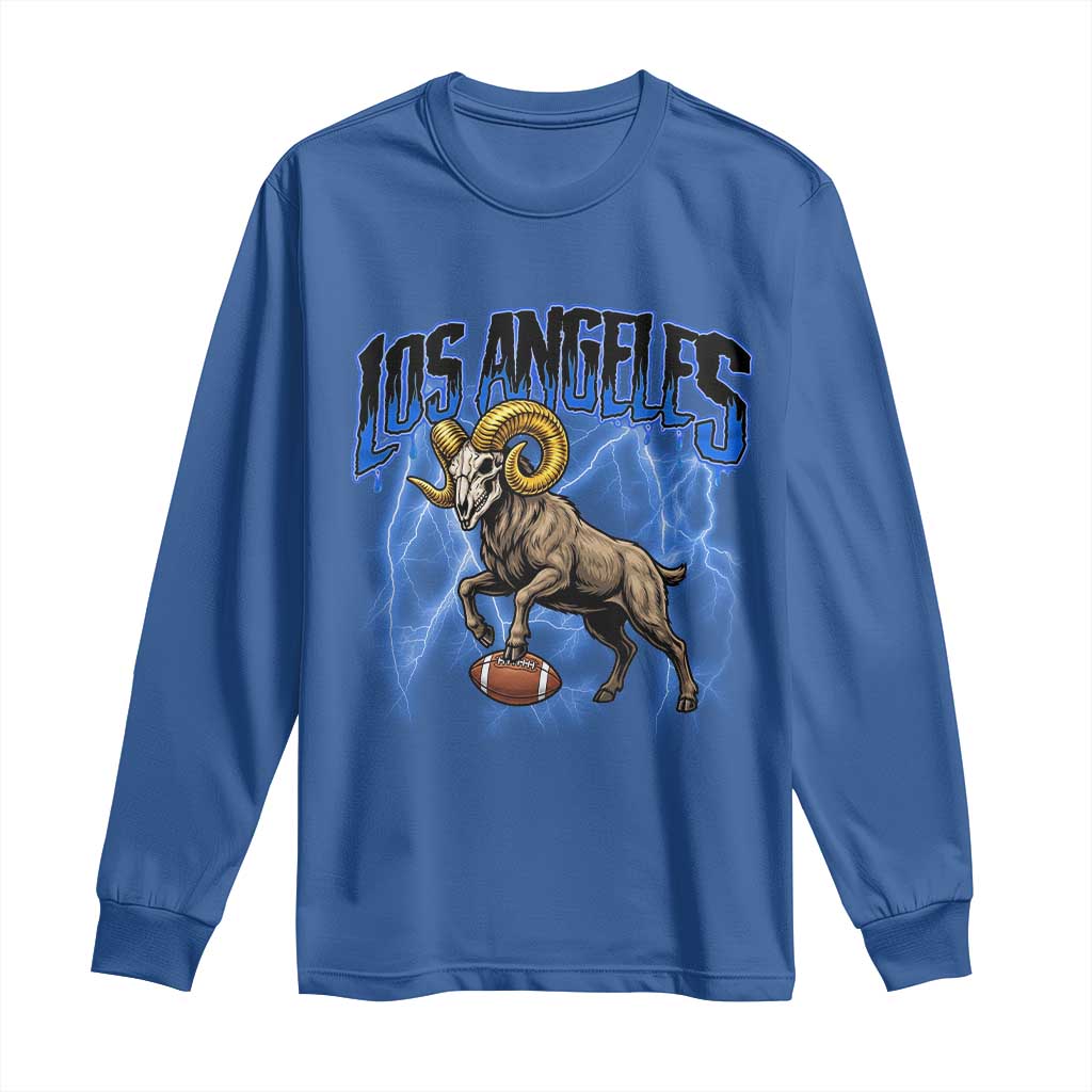 Gothic Lightning Ram Skull Long Sleeve Shirt Game Day Sports Fan Gift TS12 Royal Blue Print Your Wear