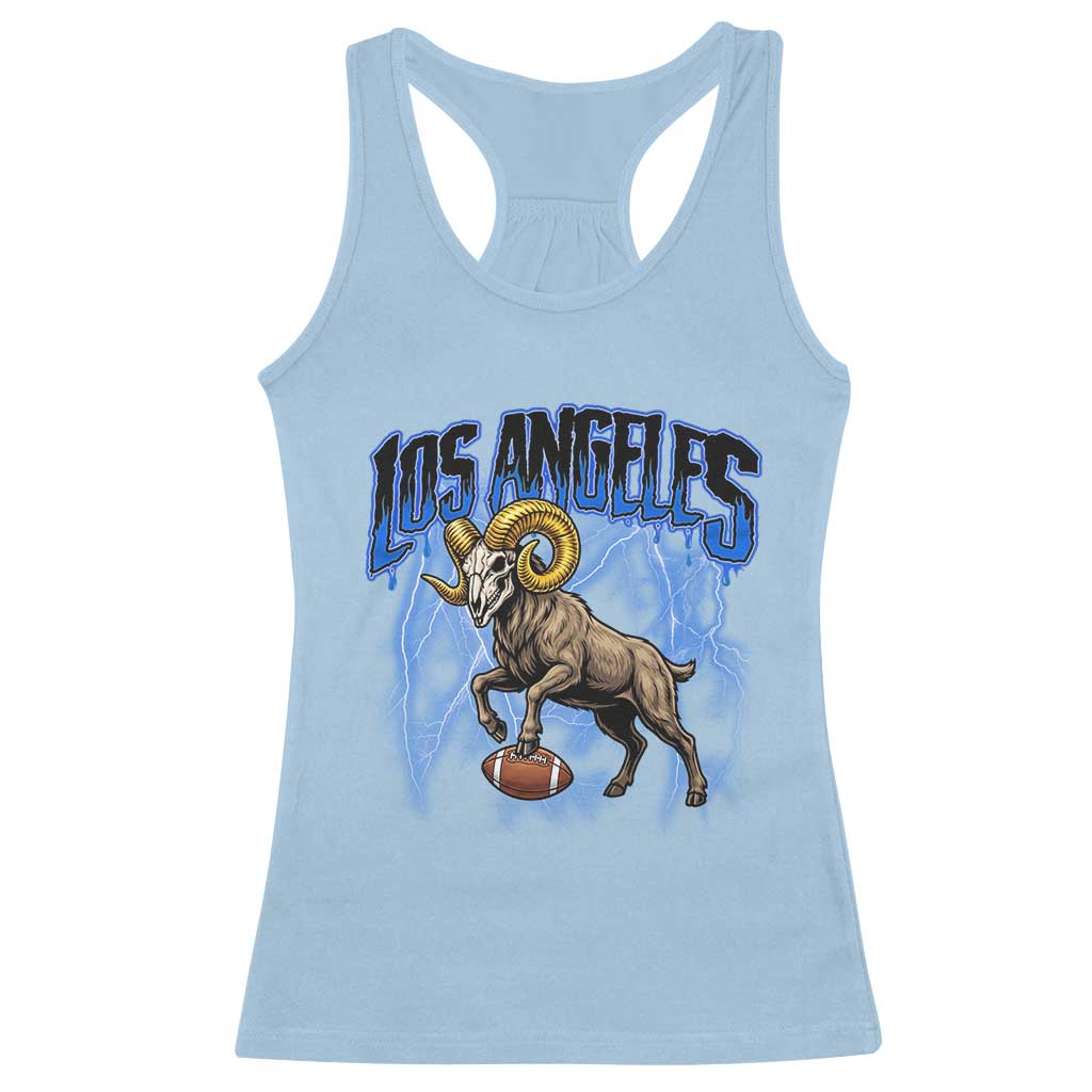 Gothic Lightning Ram Skull Racerback Tank Top Game Day Sports Fan Gift